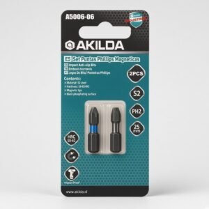 Set puntas Phillips Akilda PH2 × 25 mm A5006-06