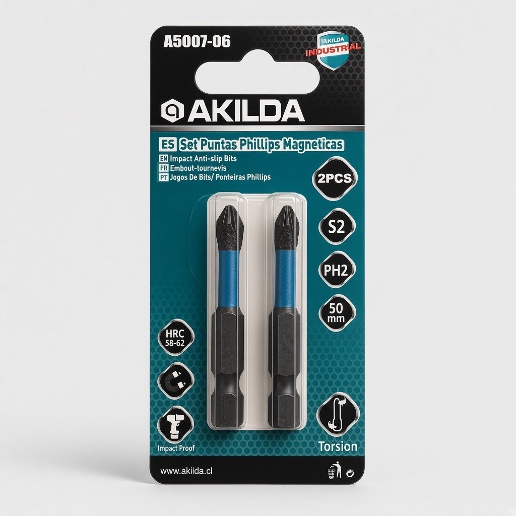 Set puntas Phillips Akilda PH2 × 50 mm A5007-06